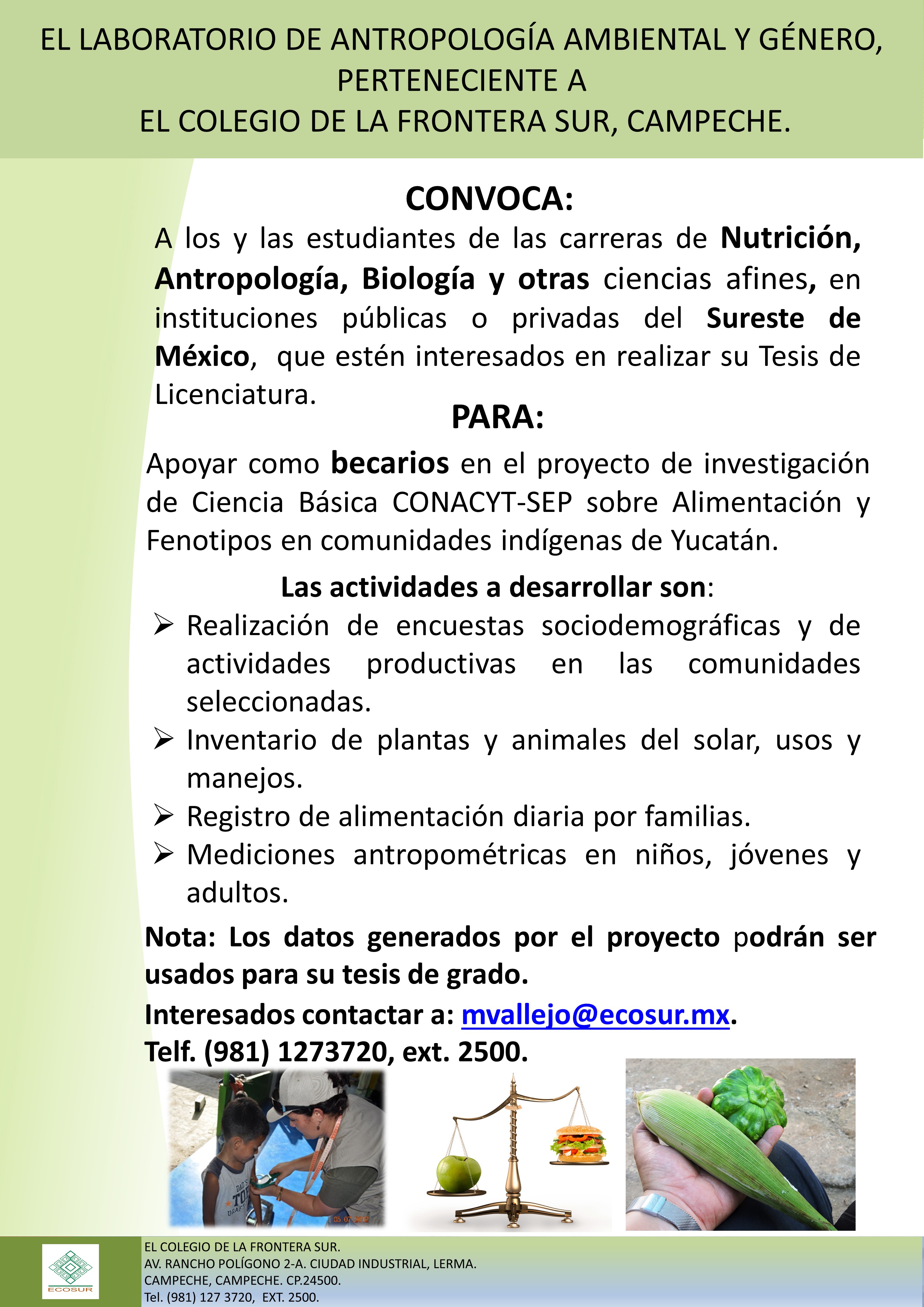 CONVOCATORIA DE BECARIO