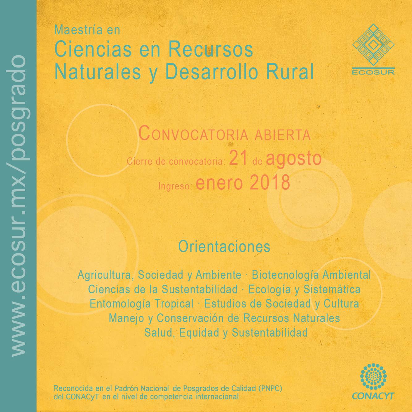 Convocatoria 2018 Maestría en Ciencias en Recursos Naturales y Desarrollo Rural