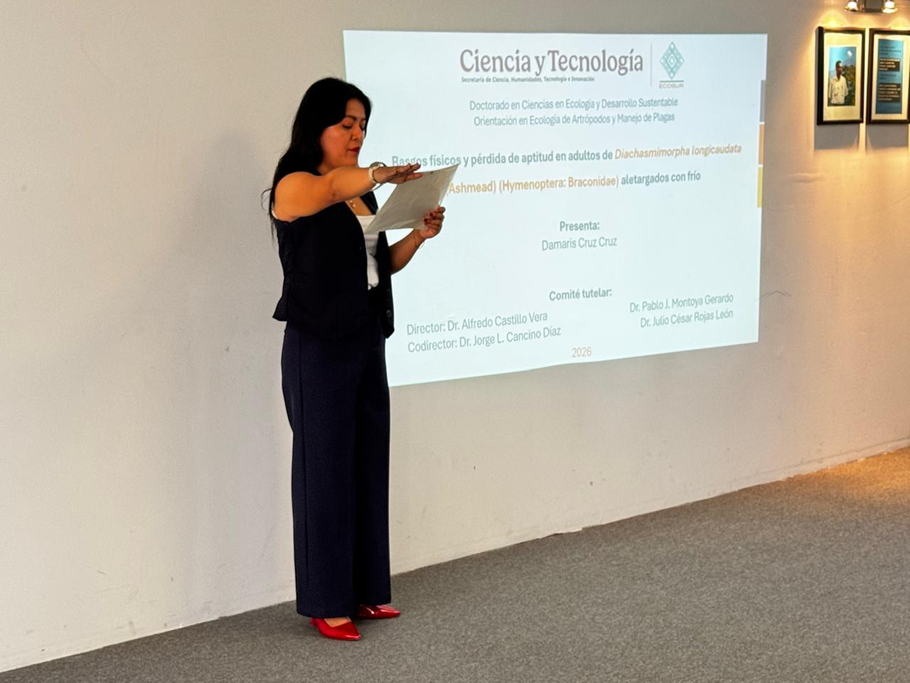 Damaris Cruz Cruz obtiene el grado de Doctora en Ciencias con la tesis “Rasgos físicos y pérdida de aptitud en adultos de Diachasmimorpha  longicaudata  (Ashmead) (Hymenoptera:  Braconidae)  aletargados  con  frío”