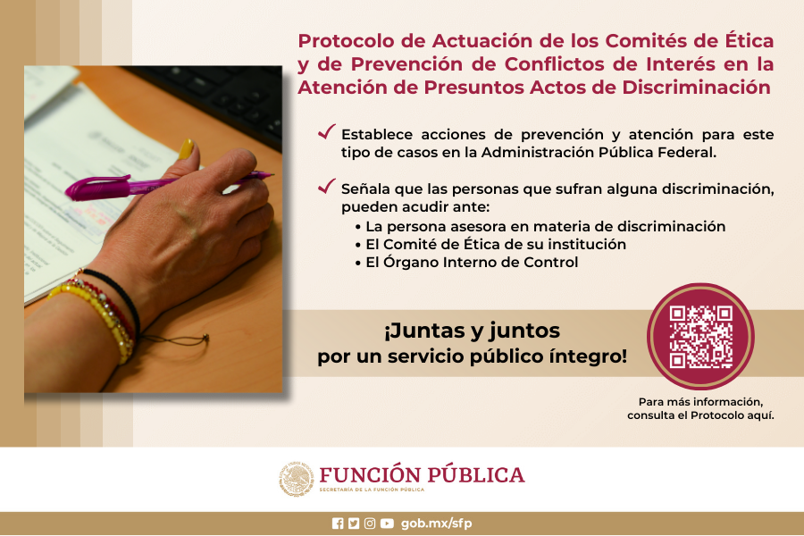 Protocolo de Actuación de los comités de Ética y de prevención de conflictos de interés en la atención de presuntos actos de discriminación