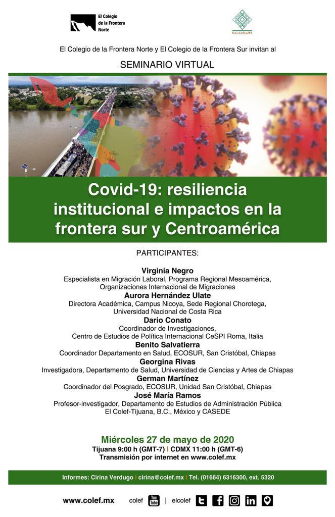 Seminario virtual: Covid-19. Resiliencia institucional e impacto en la frontera sur y centroamérica