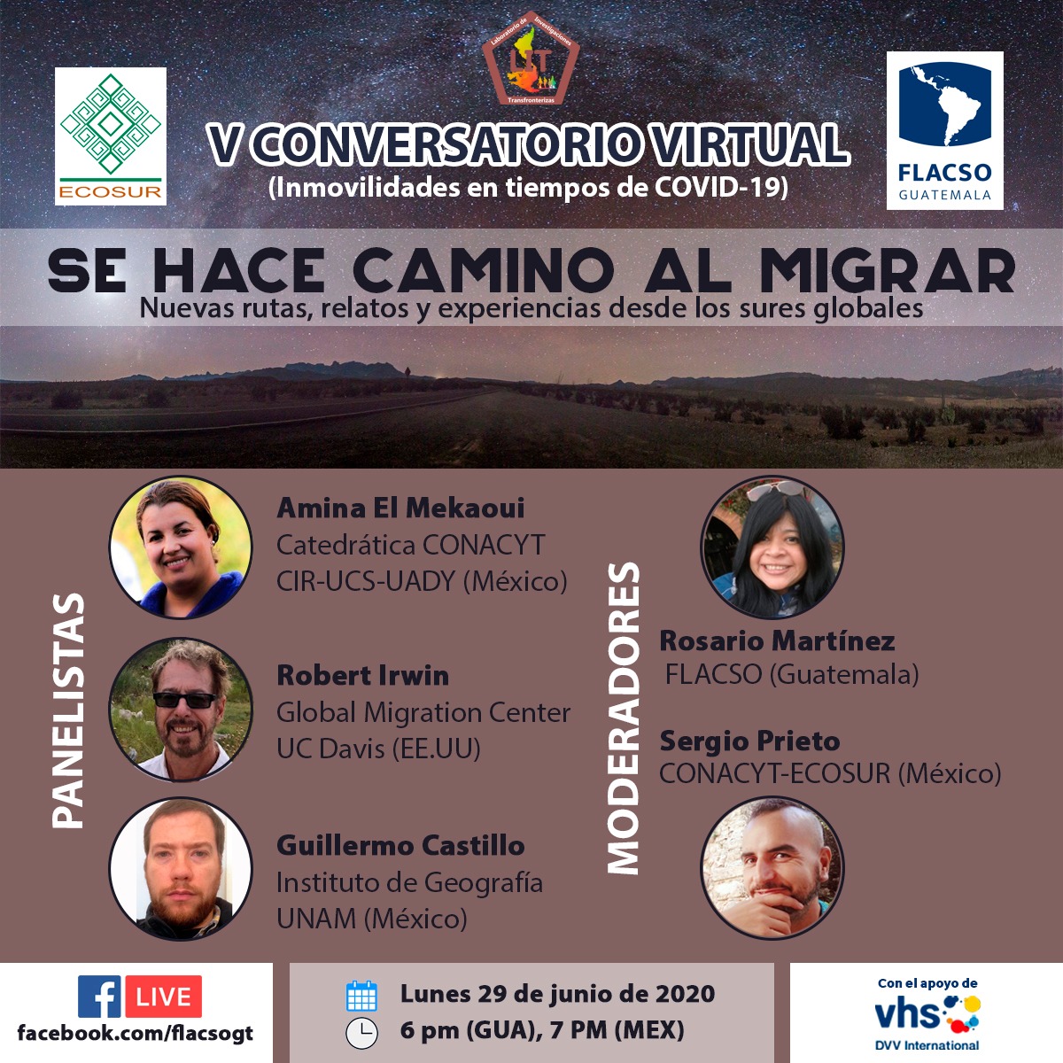 V conversatorio virtual (Inmovilidad en tiempos de COVID-19) ” Se hace camino al migrar”