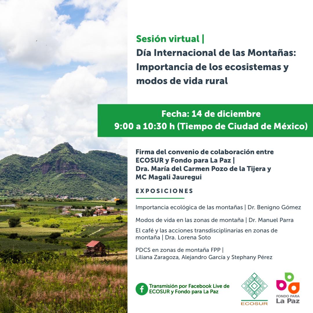 Sesión virtual. “Día internacional de las Montañas: Importancia de los ecosistemas y modo de vida rural”