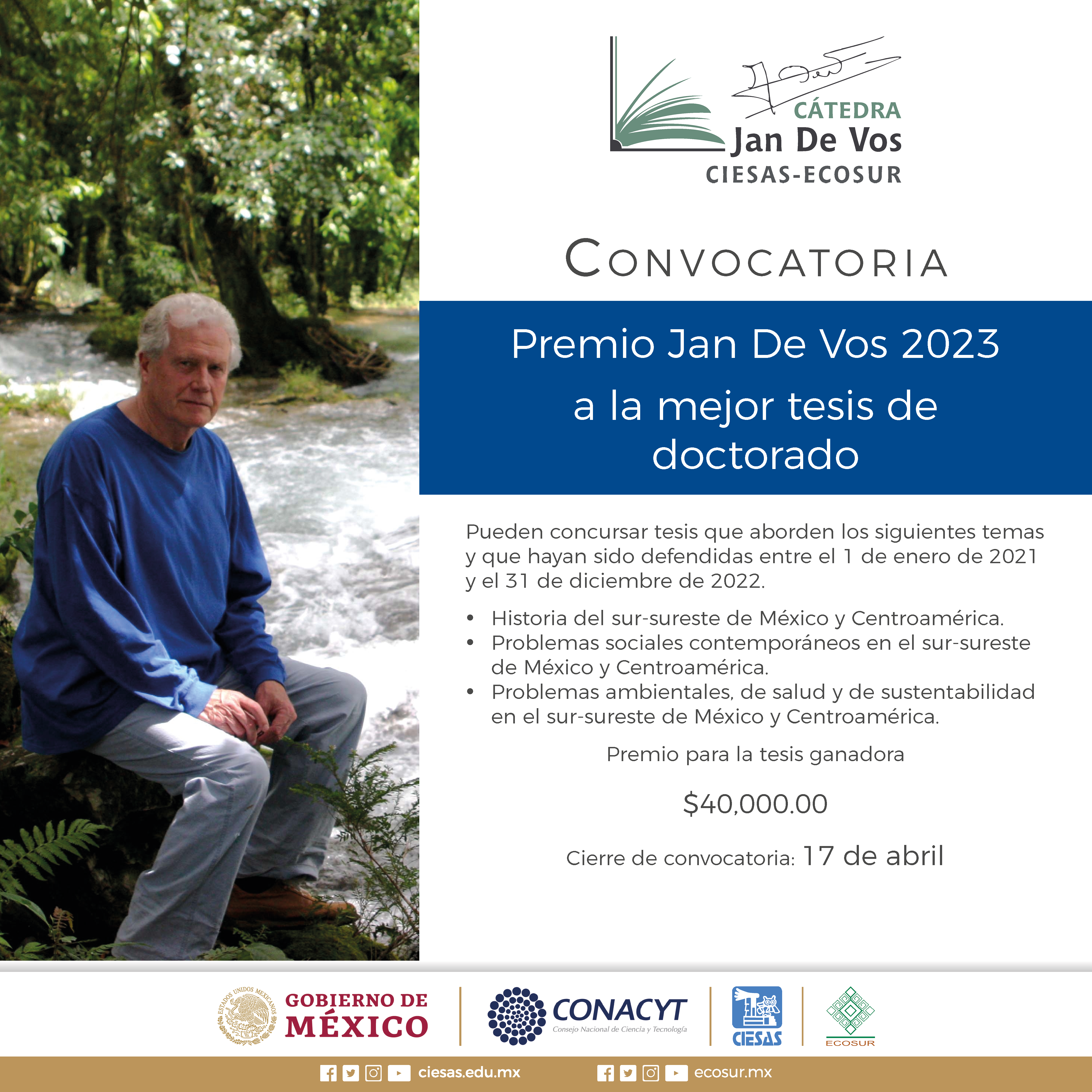 Convocatoria al Premio Jan de Vos 2023 a la mejor tesis de doctorado