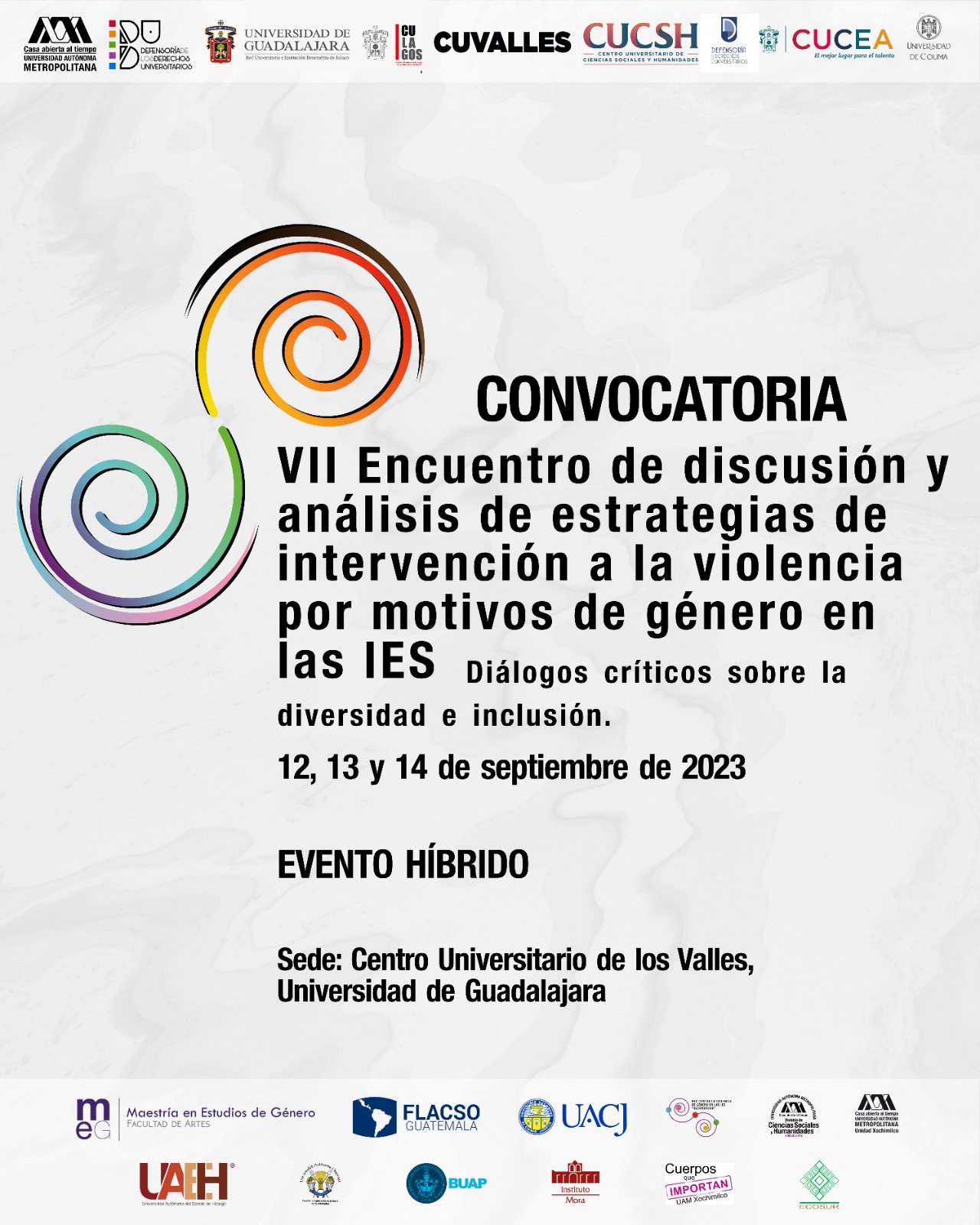 Convocatoria al VII Encuentro de Discusión y Análisis de Estrategias de Intervención a la Violencia por Motivos de Género en las IES